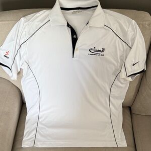 Nike White Polo Shirt with Black Accents size men’s large